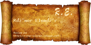 Römer Elemér névjegykártya