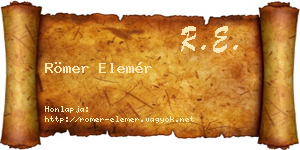 Römer Elemér névjegykártya